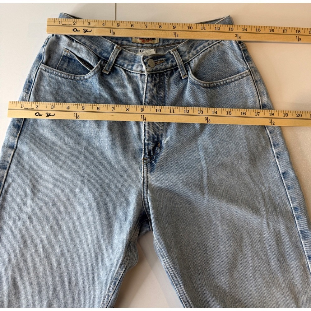 Guess Jeans Tapered Leg Women 30 Light Wash Blue Vintage High Rise FLAWS BB010 - Picture 8 of 13